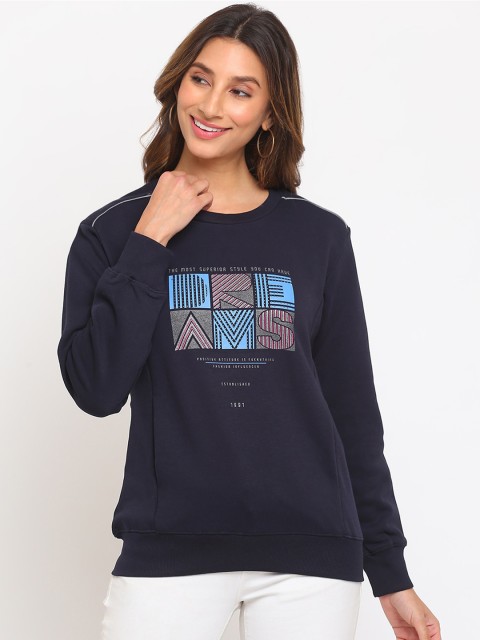 

Her Grace Women Navy Blue Printed Sweatshirt