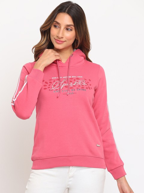 

Her Grace Women Pink Embroidered Hooded Sweatshirt