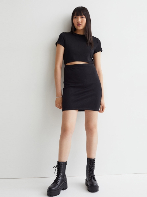 

H&M Women Black Cut-Out Dress