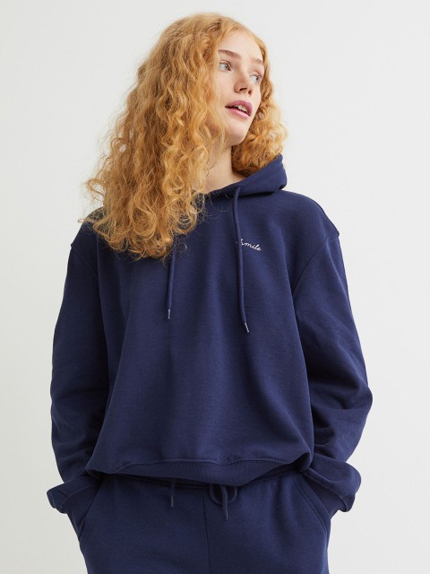 

H&M Women Blue Solid Hoodie