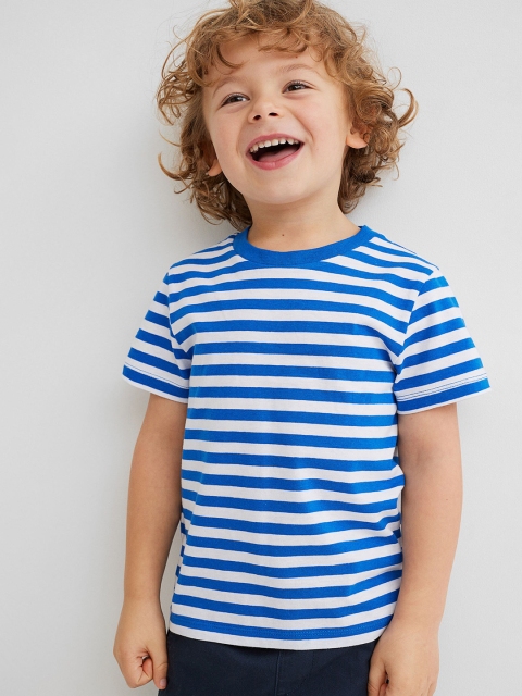 

H&M Boys Blue & White Striped Cotton Jersey T-shirt