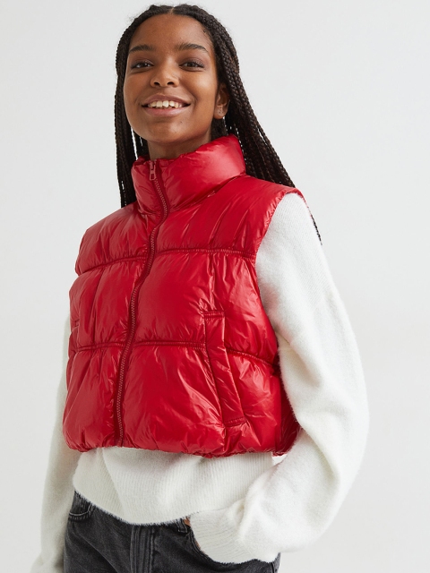 

H&M Women Red Cropped Gilet