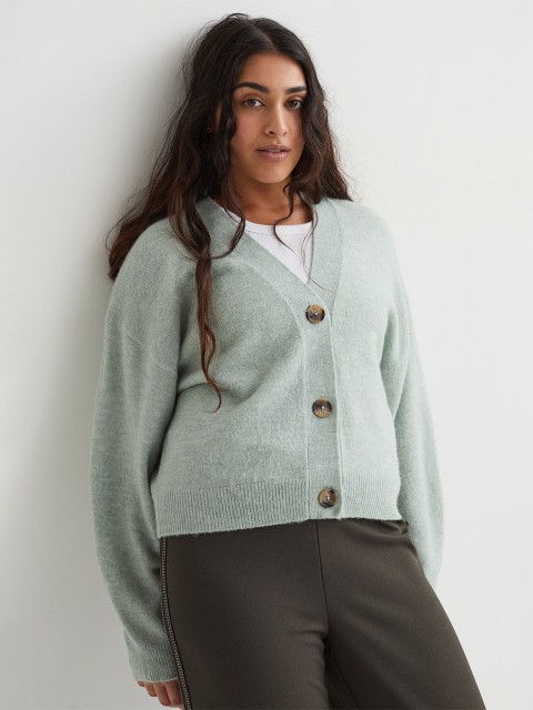 

H&M Women Green V-neck Cardigan