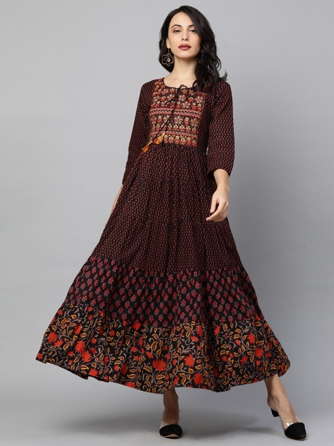 

FASHOR Black Ethnic Motifs Maxi Dress