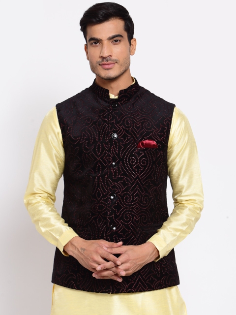 

MAXENCE Men Brown Satin Nehru Jacket for wedding