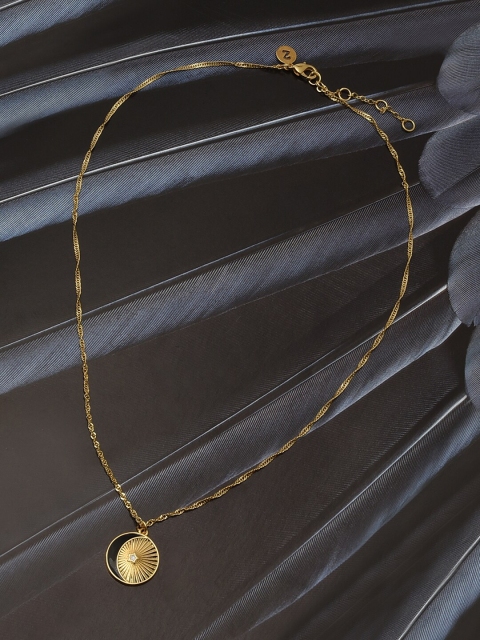 

Accessorize Z Women Real Gold Plated Heirloom Moon Disc Pendant Necklace