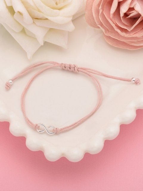 

Accessorize London Women's Silver Eternity Symbol Friendship Bracelet, Pink