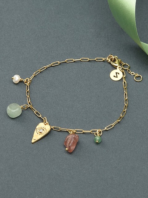 

Accessorize Z Women Real Gold Plated Heart Bead Talisman Bracelet