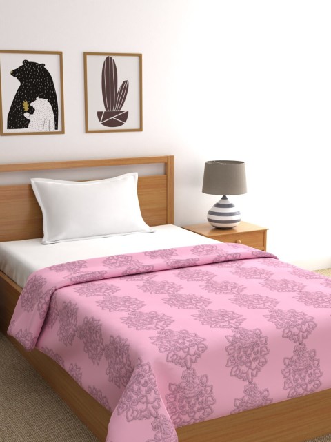 

Raymond Home Pink & Grey Ethnic Motifs Mink Mild Winter 450 GSM Single Bed Blanket