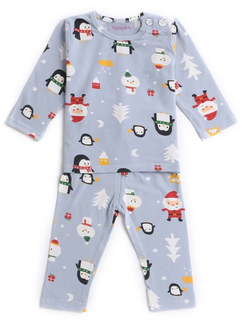 

Hopscotch Boys Blue & White Printed T-shirt With Pyjamas