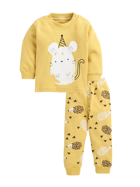 

Hopscotch Girls Yellow & White Animal Printed Top with Pyjamas