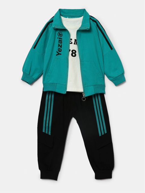 

Hopscotch Boys Teal & White Printed T-shirt with Trousers