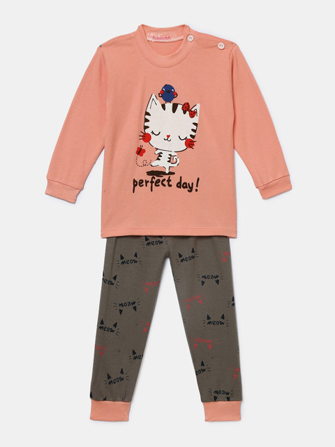 

Hopscotch Girls Pink & Grey Animal Printed Top with Pyjamas