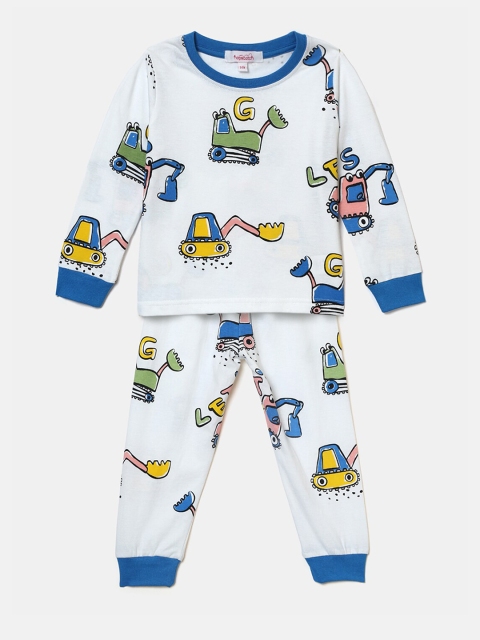 

Hopscotch Boys Blue & Yellow Printed Organic Cotton Top with Pyjamas