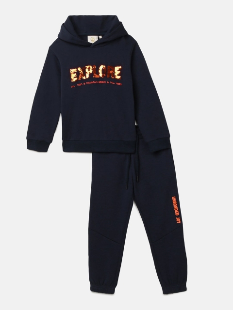 

BYB PREMIUM Unisex Kids Navy Blue Printed Sweatshirt