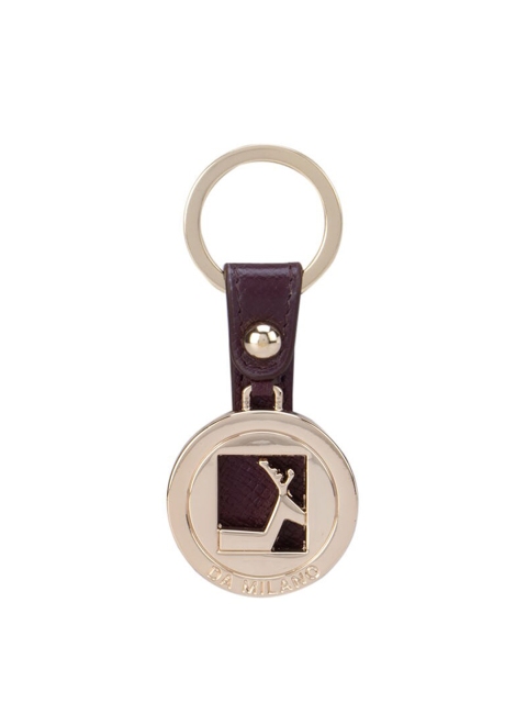 

Da Milano Burgundy & Metallic-Toned Genuine Leather Key Chain