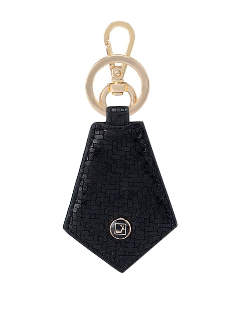 

Da Milano Black & Gold Toned Textured Leather Keychain