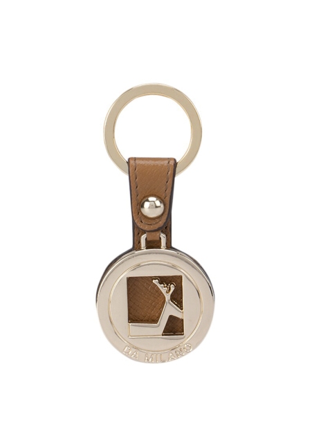 

Da Milano Unisex Brown & Gold-Toned Patterned Genuine Leather Keychain