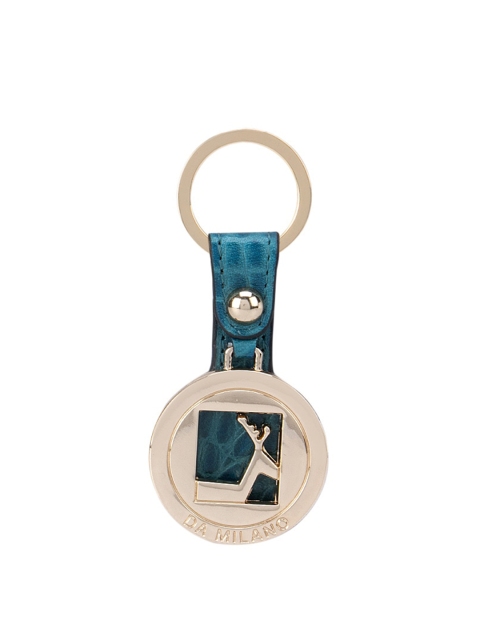 

Da Milano Turquoise Blue & Gold-Toned Printed Leather Keychain