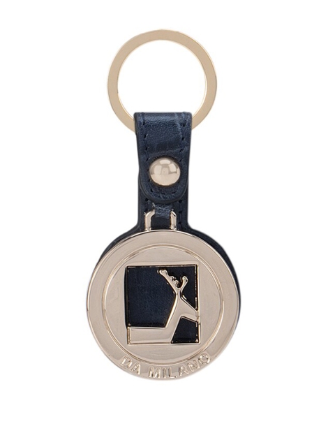 

Da Milano Navy Blue & Gold Toned Textured Genuine Leather Key Chain