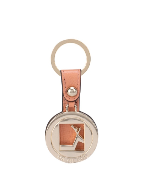 

Da Milano Peach-Coloured & Gold-Toned Handcrafted Genuine Leather Keychain