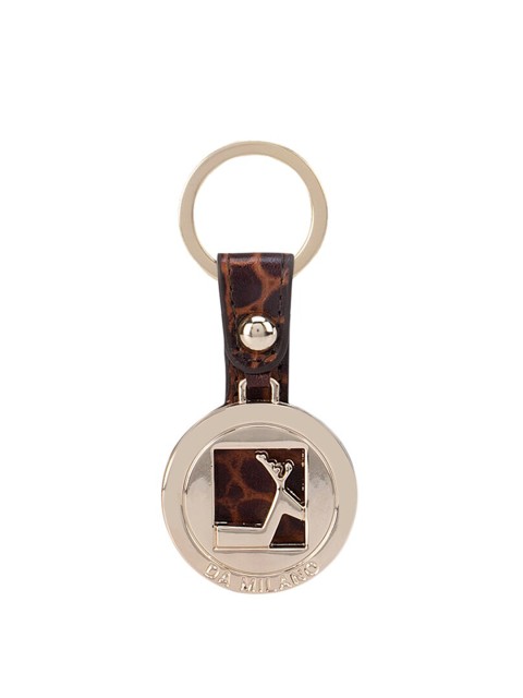 

Da Milano Brown & Gold-Toned Patterned Genuine Leather Keychain