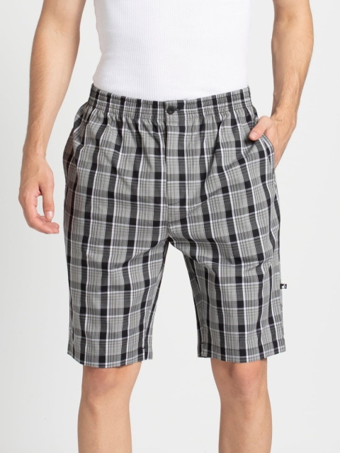 

Jockey Men Grey & Black Checked Lounge Shorts