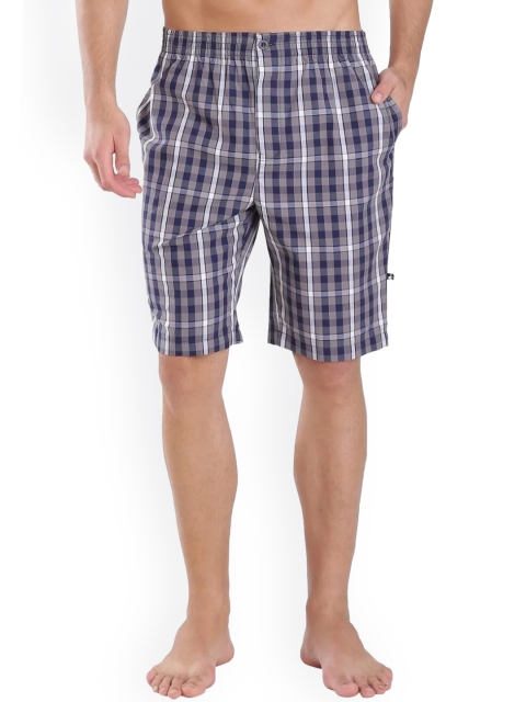 

Jockey Men Blue Checked Cotton Lounge Shorts