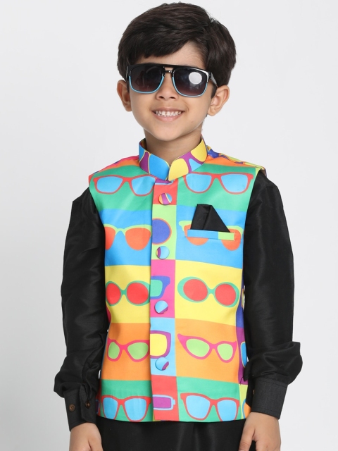 

JBN Creation Boys Multicoloured Printed Slim-Fit Woven Nehru Jacket, Multi