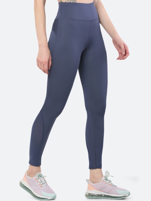 

FITLEASURE Women Purple Luxe High Waist Mesh Panel Sports Tights