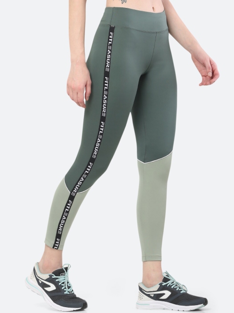 

FITLEASURE Women Olive Green Uber Cool Sports Performance Tights