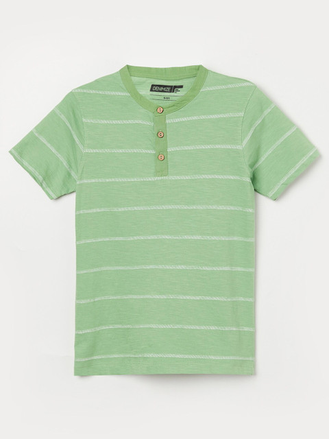 

Fame Forever by Lifestyle Boys Olive Green Striped Henley Neck T-shirt