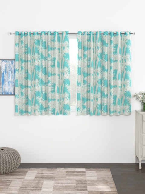 

Story@home Pack Of 4 Turquoise Blue Jacquard Window Curtains