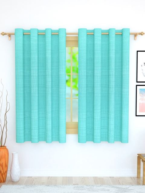 

Story@home Turquoise Blue Jacquard Set of 2 Window Curtain