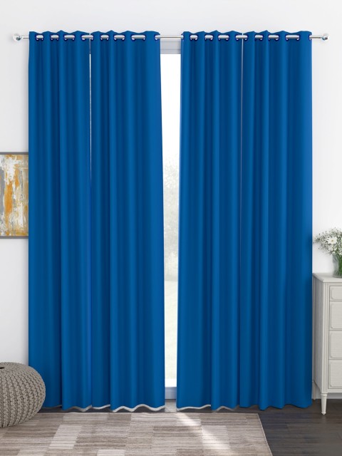 

Story@home Blue Set of 4 Black Out Door Curtains
