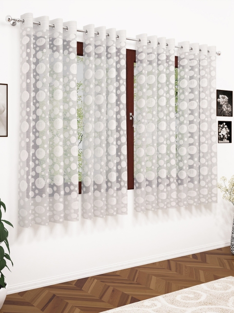 

Story@home Set Of 4 White Geometric Sheer Window Curtain