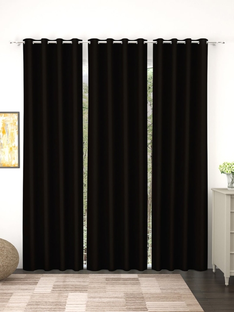

Story@home Set Of 3 Black Black Out Door Curtain