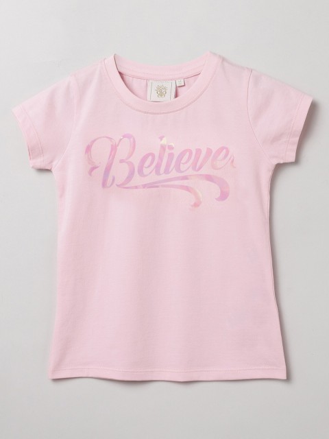 

BYB PREMIUM Boys Pink Typography Printed T-shirt