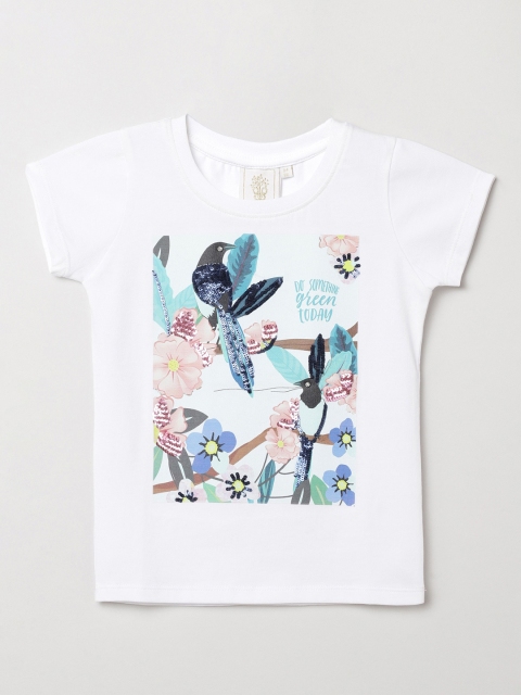 

BYB PREMIUM Boys Off White Floral Printed T-shirt