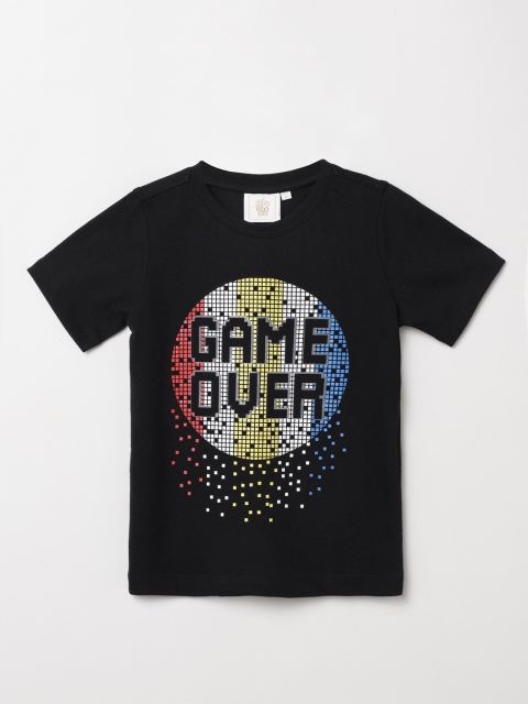 

BYB PREMIUM Boys Black Printed T-shirt