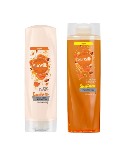 

Sunsilk Set of Almond & Honey Smoothness Shampoo & Conditioner, Orange