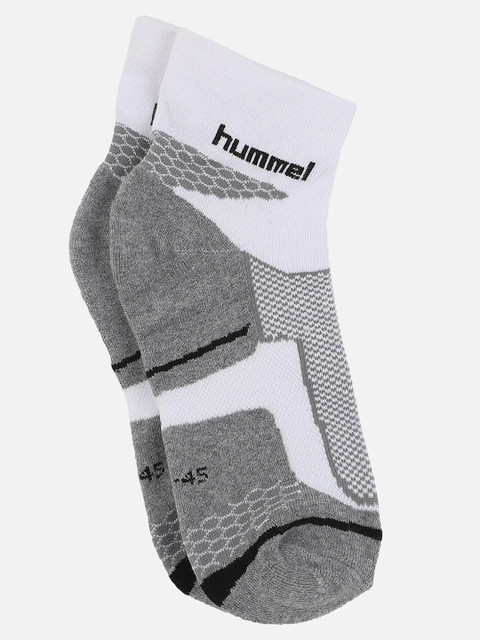 

hummel White & Grey Colourblocked Ankle-Length Socks