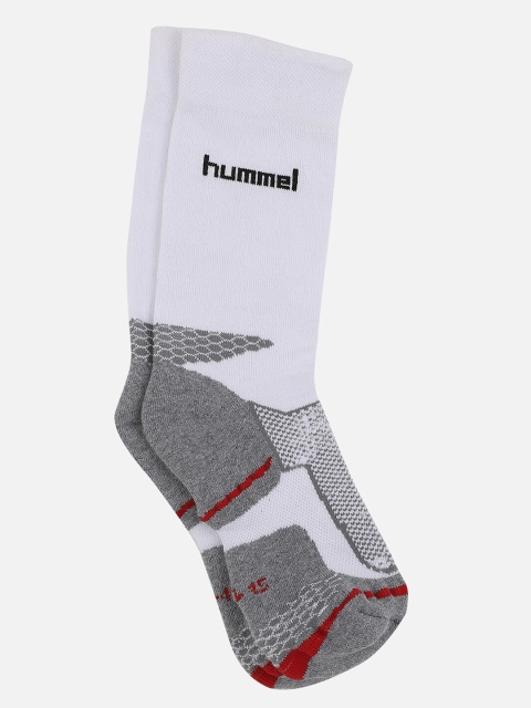 

hummel Unisex White & Grey Patterned Calf-Length Socks