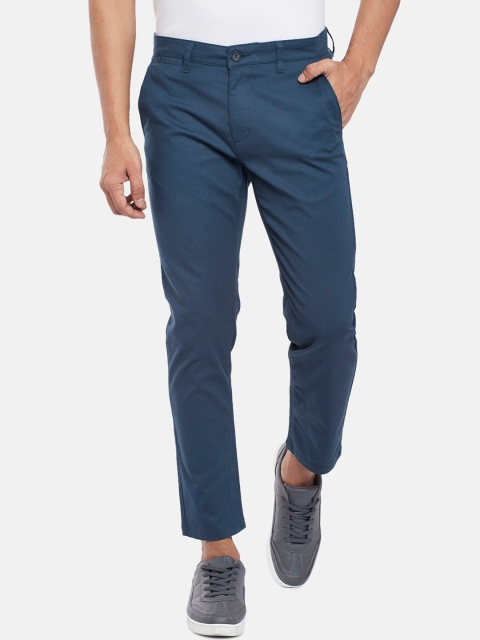 

BYFORD by Pantaloons Men Blue Slim Fit Low-Rise Chinos Trousers