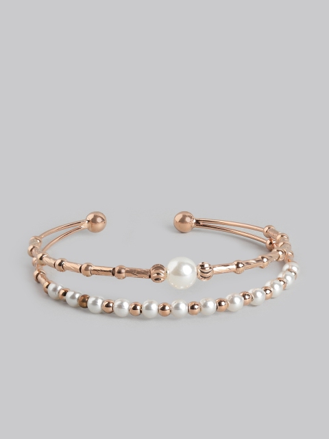 

Blueberry Women Rose Gold & Off White Beaded Cuff Bracelet