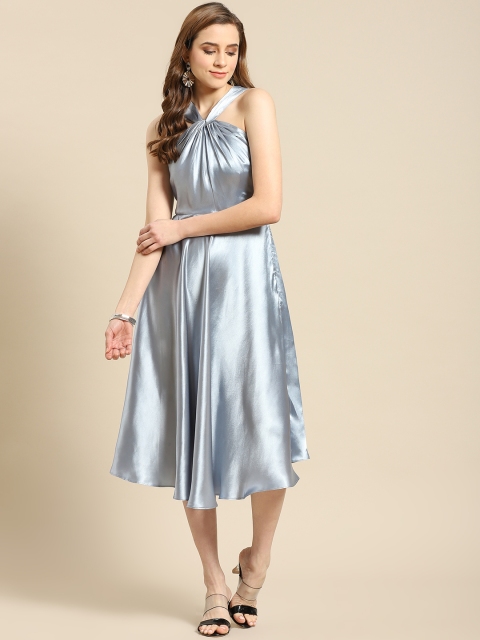 

MABISH by Sonal Jain Women Blue Halter Neck A-Line Dress