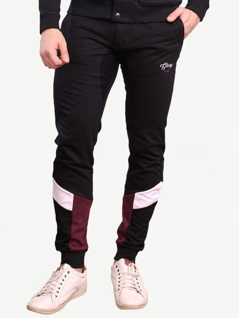 

Dream of Glory Inc Men Black & Maroon Striped Joggers