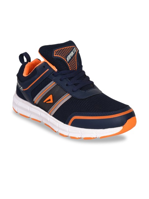 

IMPAKTO Men Orange & Navy Blue Mesh Running Non-Marking Shoes