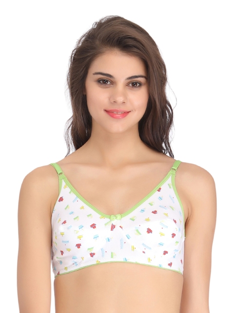 

Clovia White Printed Full-Coverage Bra BR0373P11