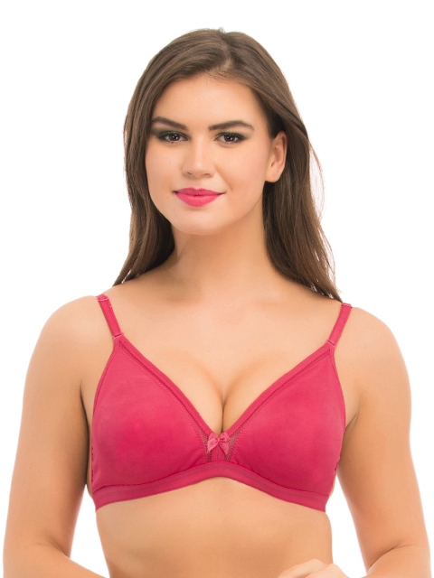 

Clovia Cotton Non-Wired Non-Padded Bra With Detachable Straps - Pink